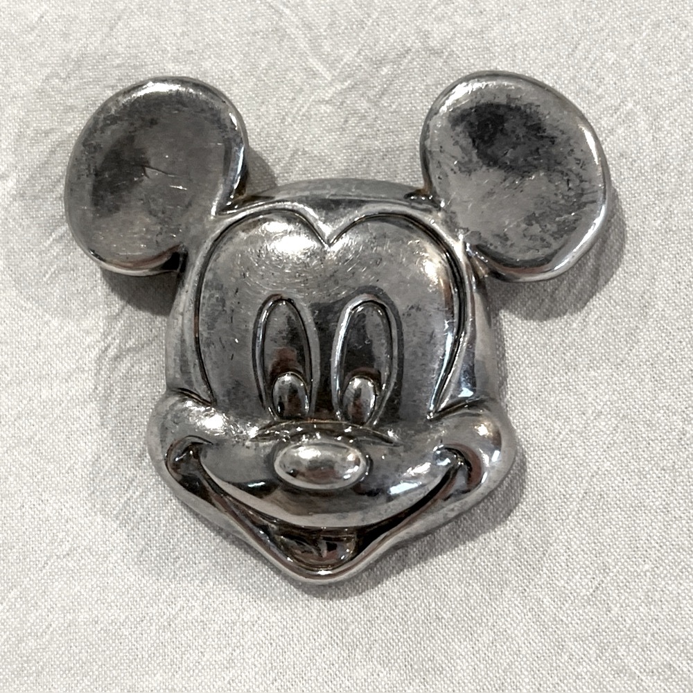 LAST CALL: Vintage 1980s STERLING Disney MICKEY MOUSE Pin Pendant Necklace 2-1/4